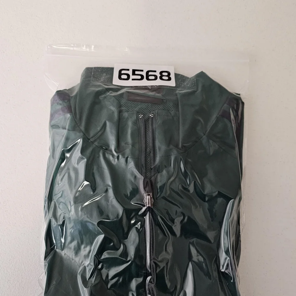 Adidas Jacket Mens Medium Green Full Zip Windbreaker Three Stripes Athletic Logo
